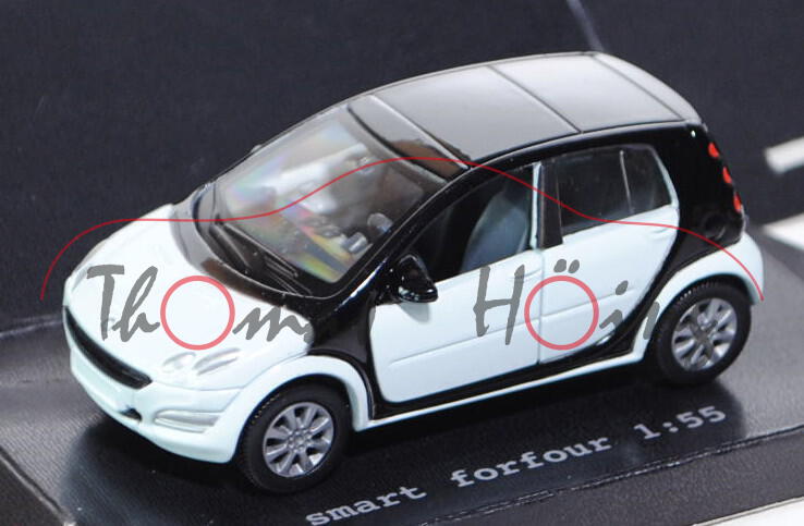 smart forfour (Typ W 454, Modell 2004-2006), hell-lichtblau (ice white)/schwarz, Werbeschachtel