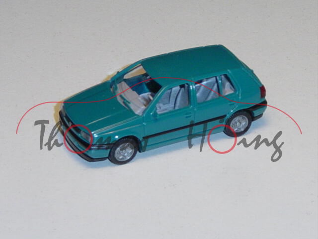 VW Golf III, 4-türig, wasserblau, Wiking, 1:87, mb