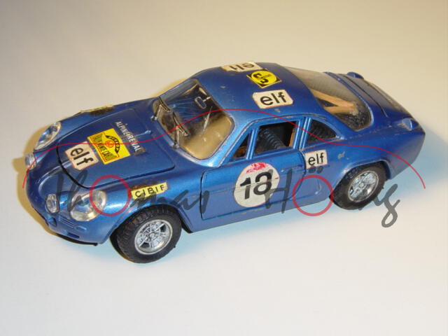 Renault Alpine 1600 S Rallye, blaumetallic, Rallye Monte Carlo, Nr. 18, Türen+Motorhaube+Kofferraum