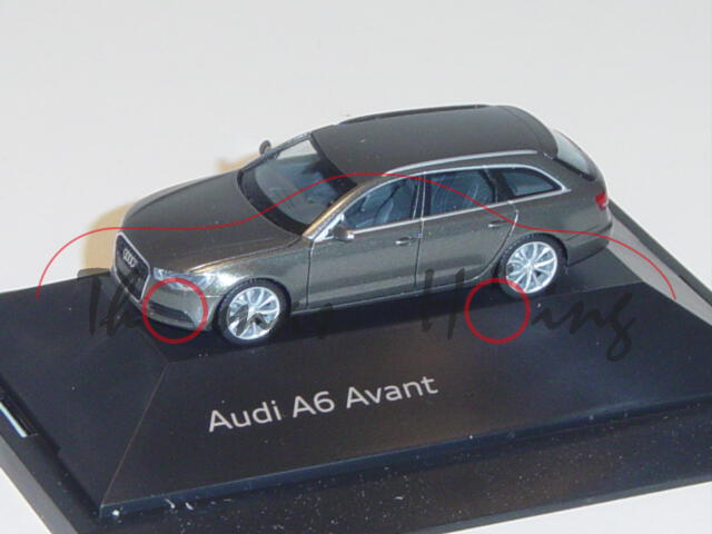 Audi A6 Avant, Mj. 2011, dakotagrau, Herpa, 1:87, Werbeschachtel