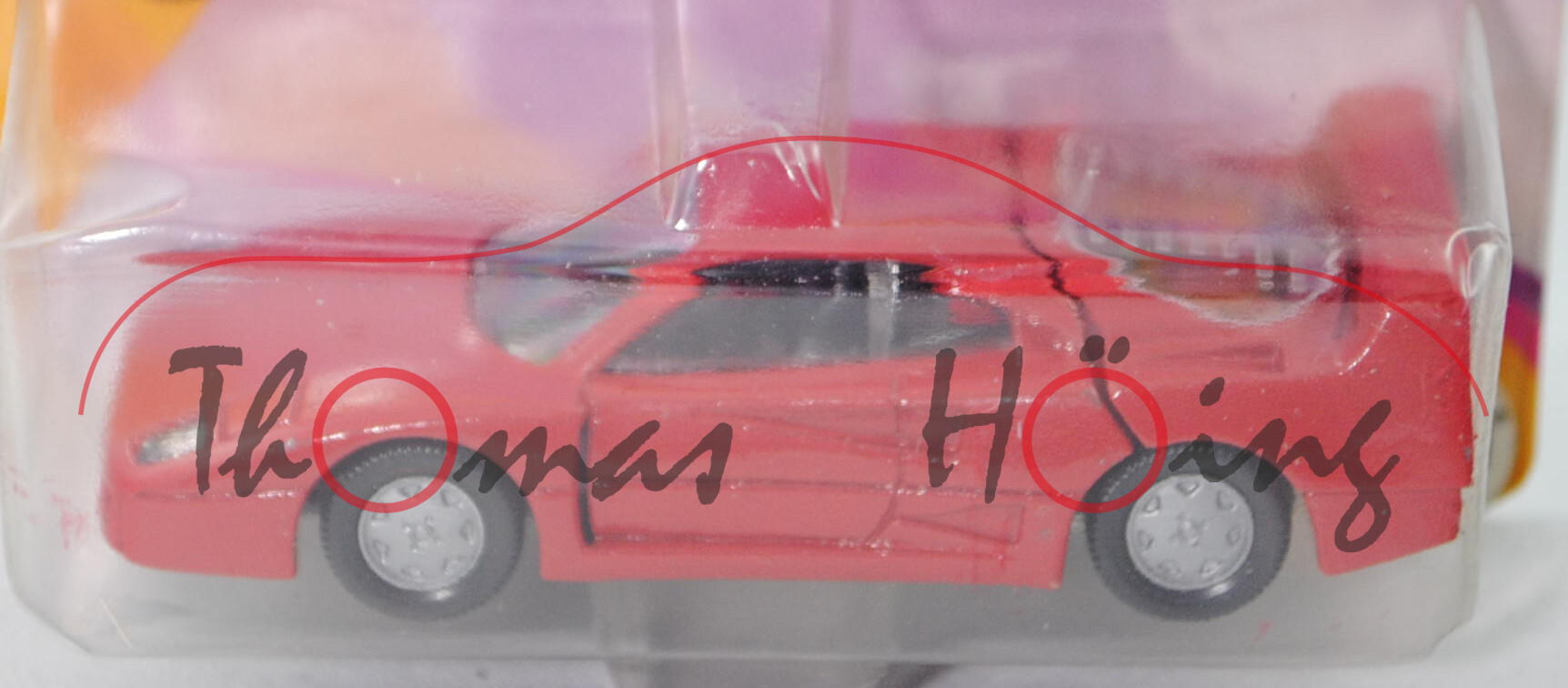 00002 Ferrari F40 (Modell 1987-1992), karminrot, innen schwarz, Lenkrad schwarz, Chassis schwarz, Ho