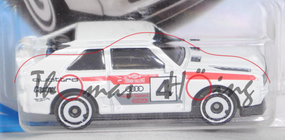 Audi Sport Quattro (Typ 85Q, Modell 84-86), weiß, Nr. 4, Hot Wheels, 1:61, Blister (Limited Edition)