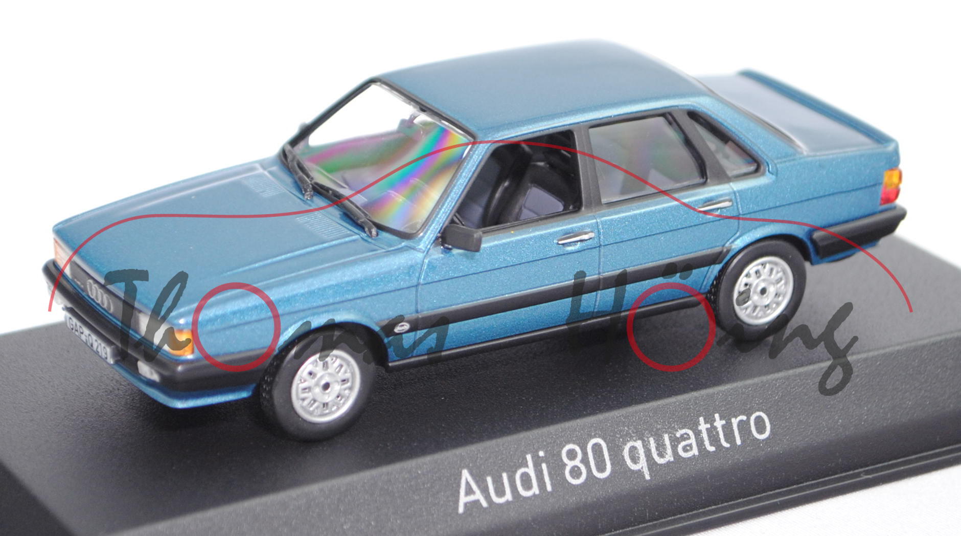 Audi 80 GTE quattro (B2 facelift, Mod. 84-86), oceanicblau metallic, Norev, 1:43, PC-Box