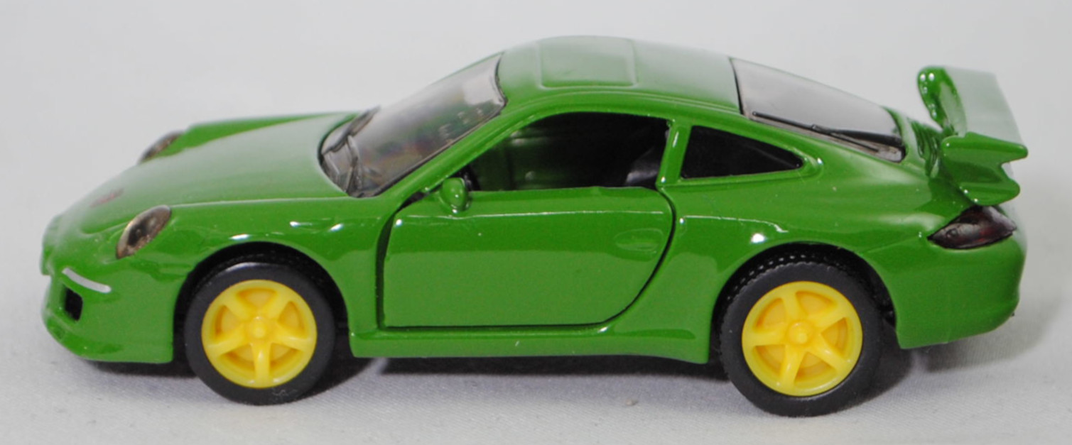 00006 Porsche 911 Carrera S (Typ 997.1 Coupé / 997 MK1 Coupé, Vorfacelift, Modell 2004-2008), hell-grasgrün, B22a / B22b geschlossen zinkgelb, SIKU SUPER, 1:55, m