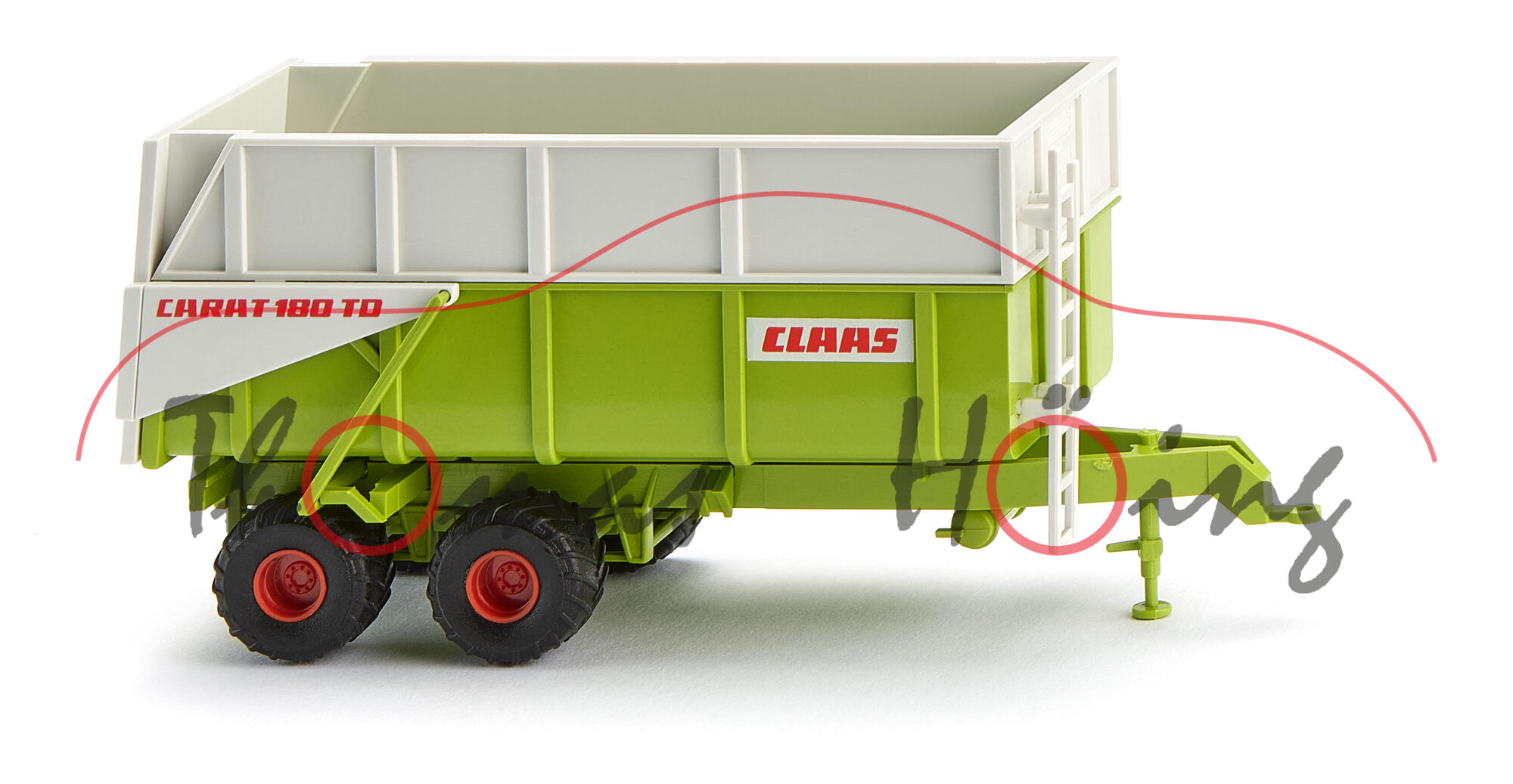 CLAAS CARAT 180 TD Muldenkipper mit Bordwandaufsatz (Modell 1990-1995), claasgrün/grauweiß, CLAAS / CARAT 180 TD, Wiking, 1:87, mb