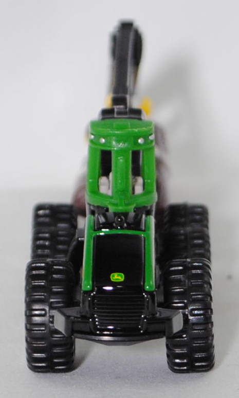 00000 John Deere 6-Rad-Harvester 1470E (Modell 2009-2013), hell-smaradgrün/schwarz, Zubehör: 6 Baumstämme in mahagonibraun, SIKU SUPER, 1:87, P29f