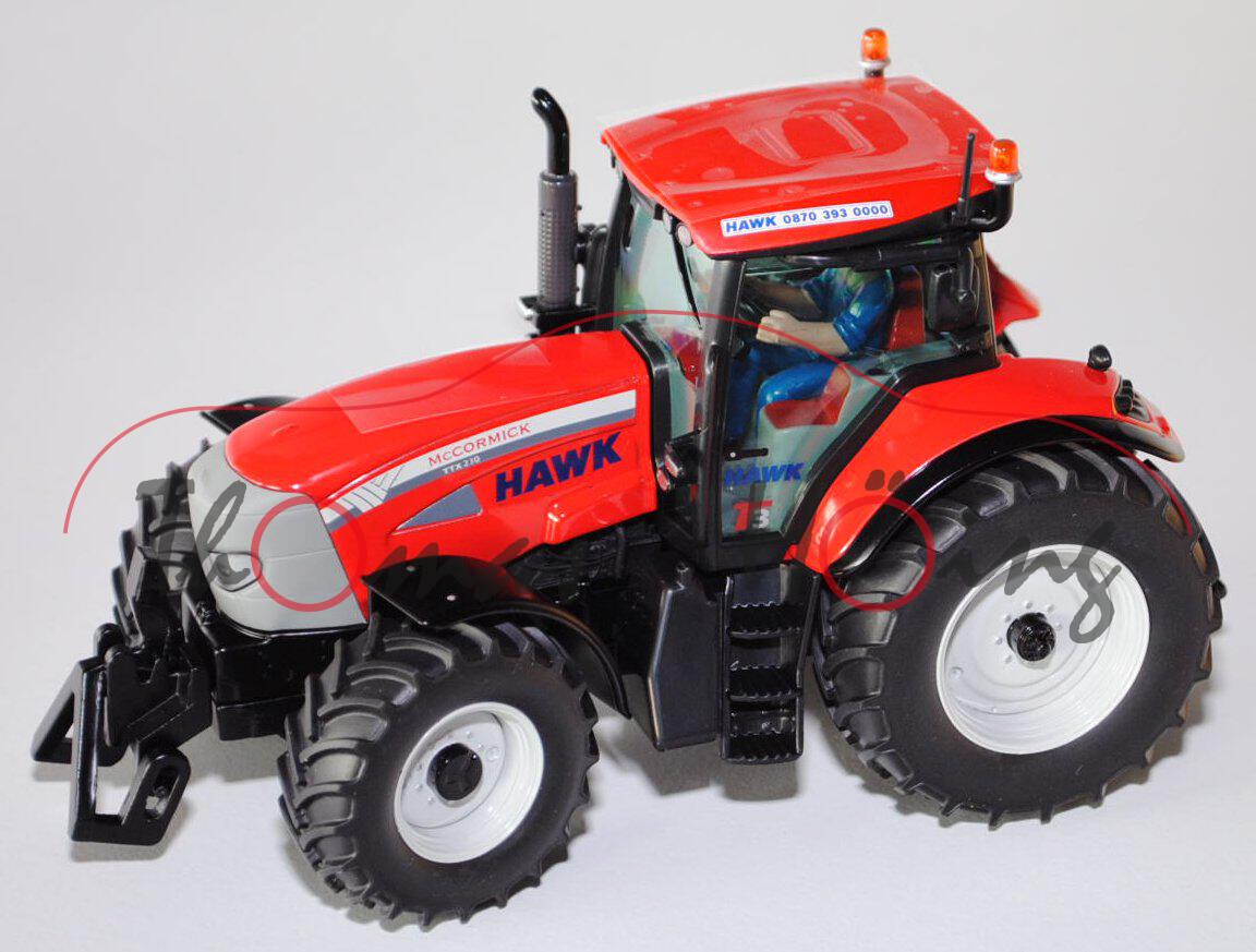 00601 McCormick Traktor TTX 230, rot/silbergrau, mit Fahrer im blauem Overal, HAWK 0870 393 0000, Nu