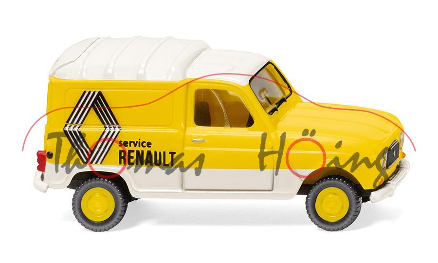 Renault 4 Kastenwagen (Typ R4, Modell 1961-1967), verkehrsgelb, service / RENAULT, Wiking, 1:87, mb