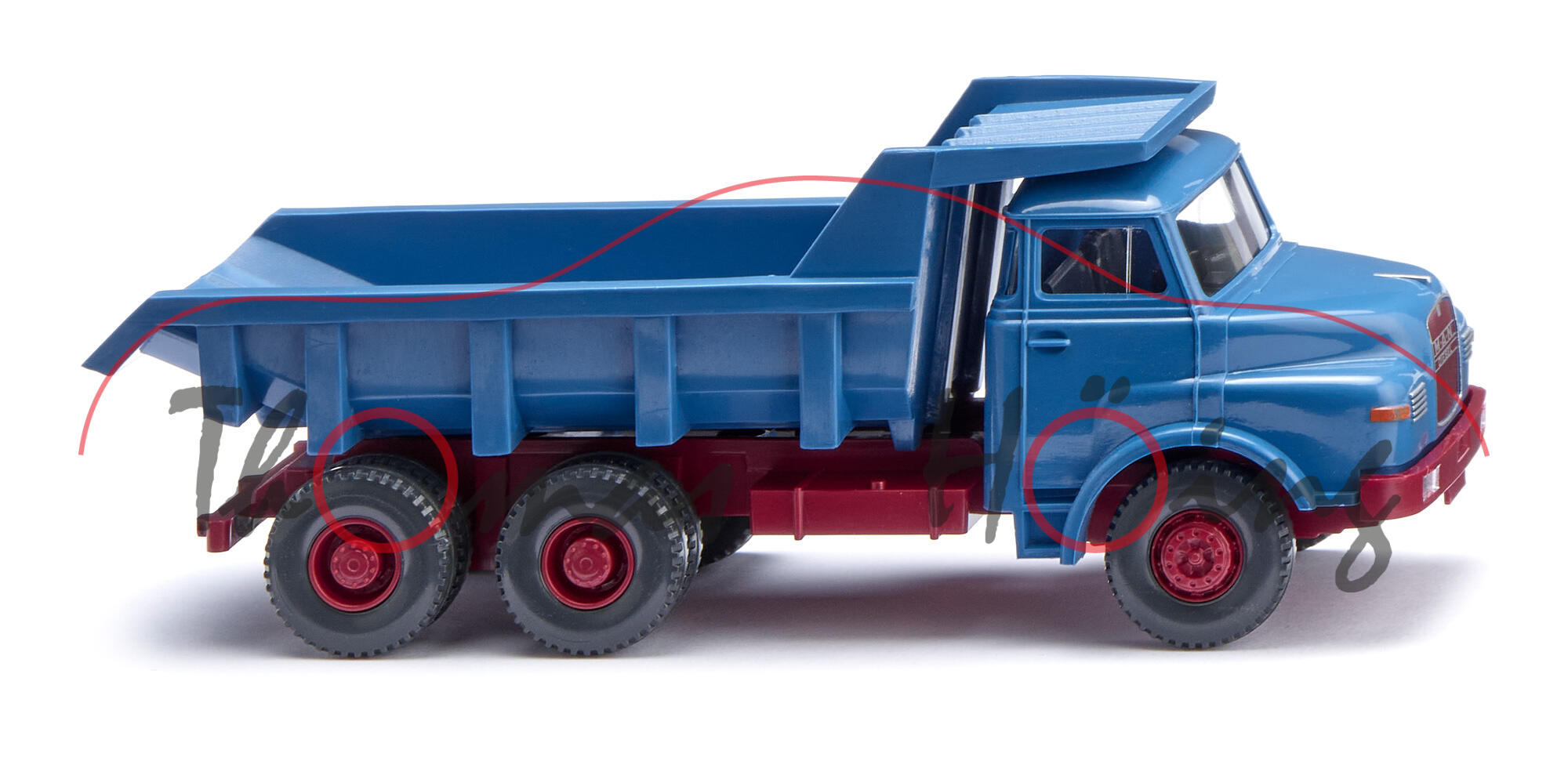 MAN 26.240 DHAK 6x6 (2. Generation, Baureihe Kurzhauber der schweren Klasse, Ponton-Kurzhauber, Modell 1977-1993) Muldenkipper, brillantblau, Wiking, 1:87, mb