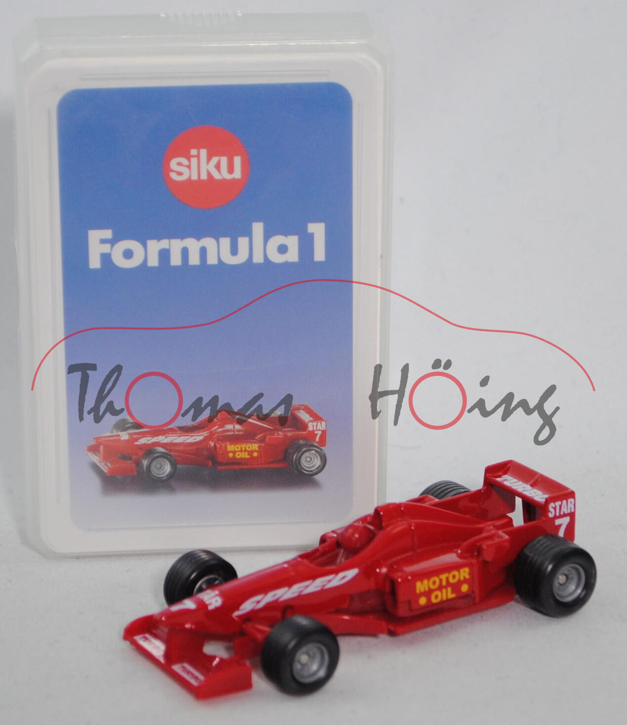 00600 GB Formula 1 Quartett mit Formel 1 Rennwagen, karminrot, ca. 1:55, SIKU SUPER / TOP ASS, P28b