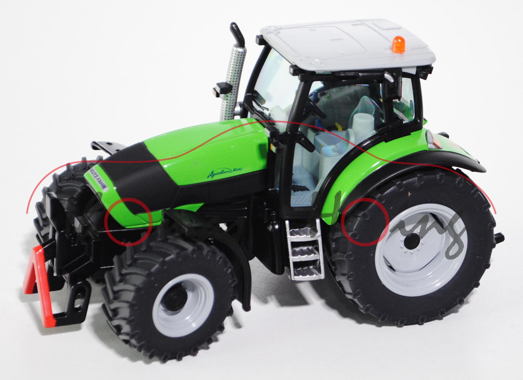 00401 DEUTZ-FAHR Agrotron K 610 Traktor (2. Generation, Modell 2008-2014), hell-verkehrsgrau/gelbgrü