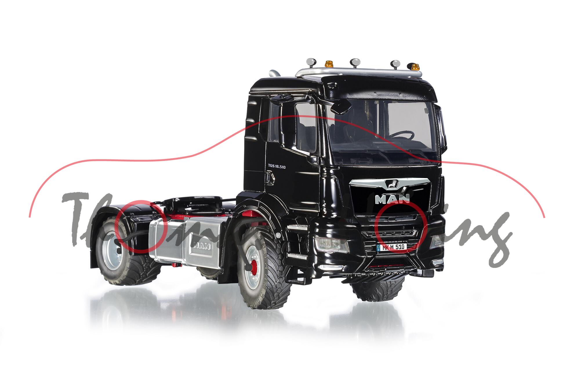 MAN TGS 18.510 4x4 BL Euro 6d (Modell 2020-), schwarz, Nummernschild MK M 510, Wiking, 1:32, mb