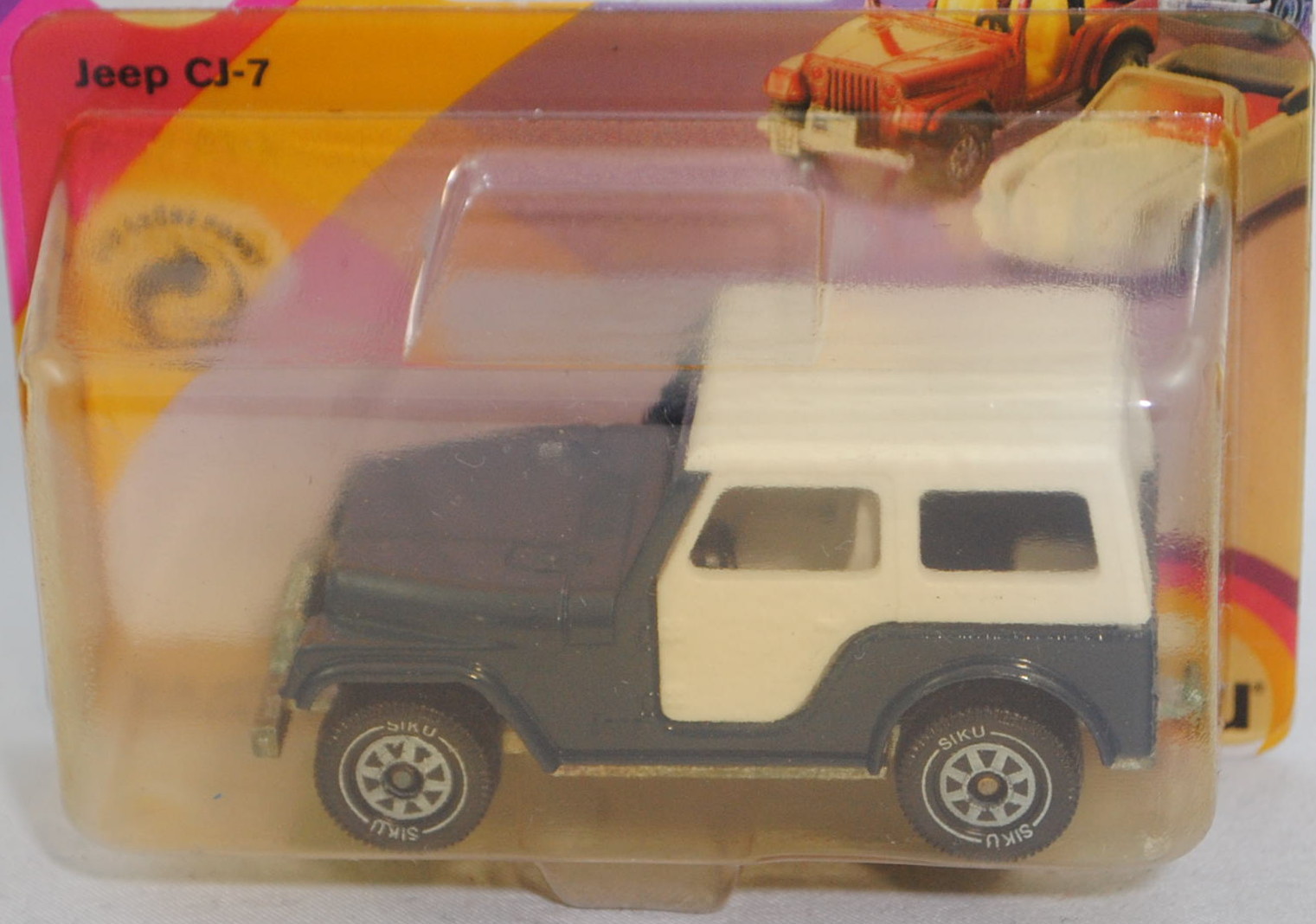 00006 Jeep CJ-5 2.5L (CJ=Civilian Jeep, Mod. 79-83) m. Hardtop, saphirblau, SIKU, 1:55, P23 vergilbt