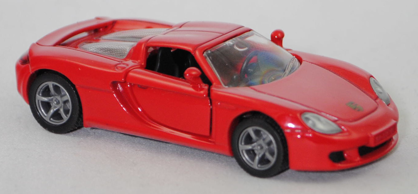 00000 Porsche Carrera GT (interne Baureihenbezeichnung 980, Modell 2003-2006), dunkel-verkehrsrot, Bpr. 1001, B22a / B22b offen silbergrau, SIKU SUPER, 1:55, m-
