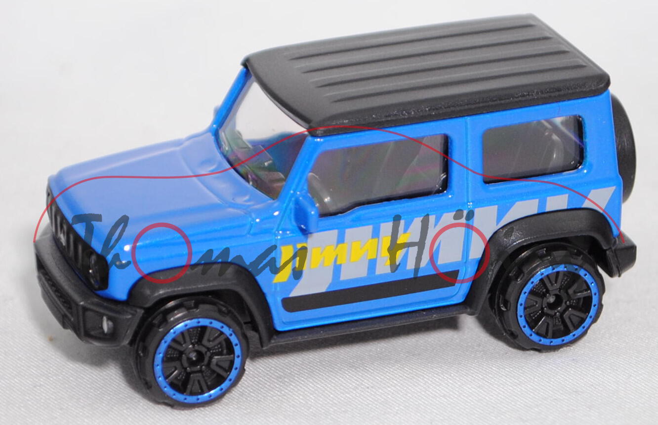 Suzuki Jimny (Typ GJ, Modell 2018-) LITTLE J / OFFROAD, hell-verkehrsblau, majorette, 1:53, COOL, mb