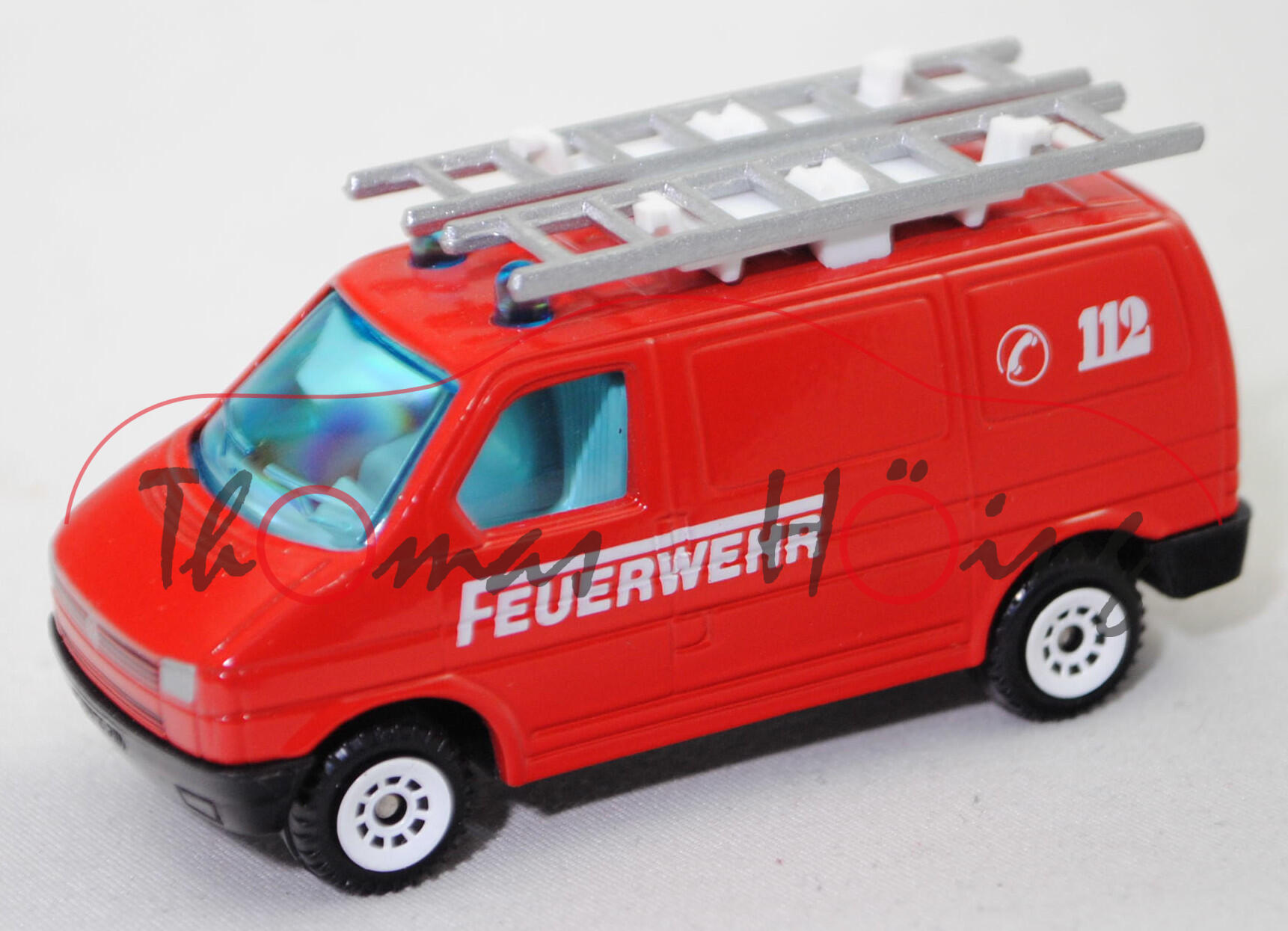 00011 VW T4 Transporter Kastenwagen (4. Generation, Typ 7D, Modell 1990-1995) Feuerwehr-Gerätewagen, rot, FEUERWEHR / C 112, SIKU, 1:62