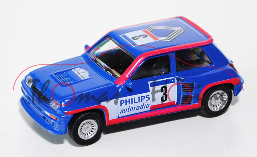 Renault 5 Maxi Turbo 2 Gr. B (Mod. 82-86), blau/rot, Rallye Korsika 1985, Nr. 3, 1:54, Norev RACING