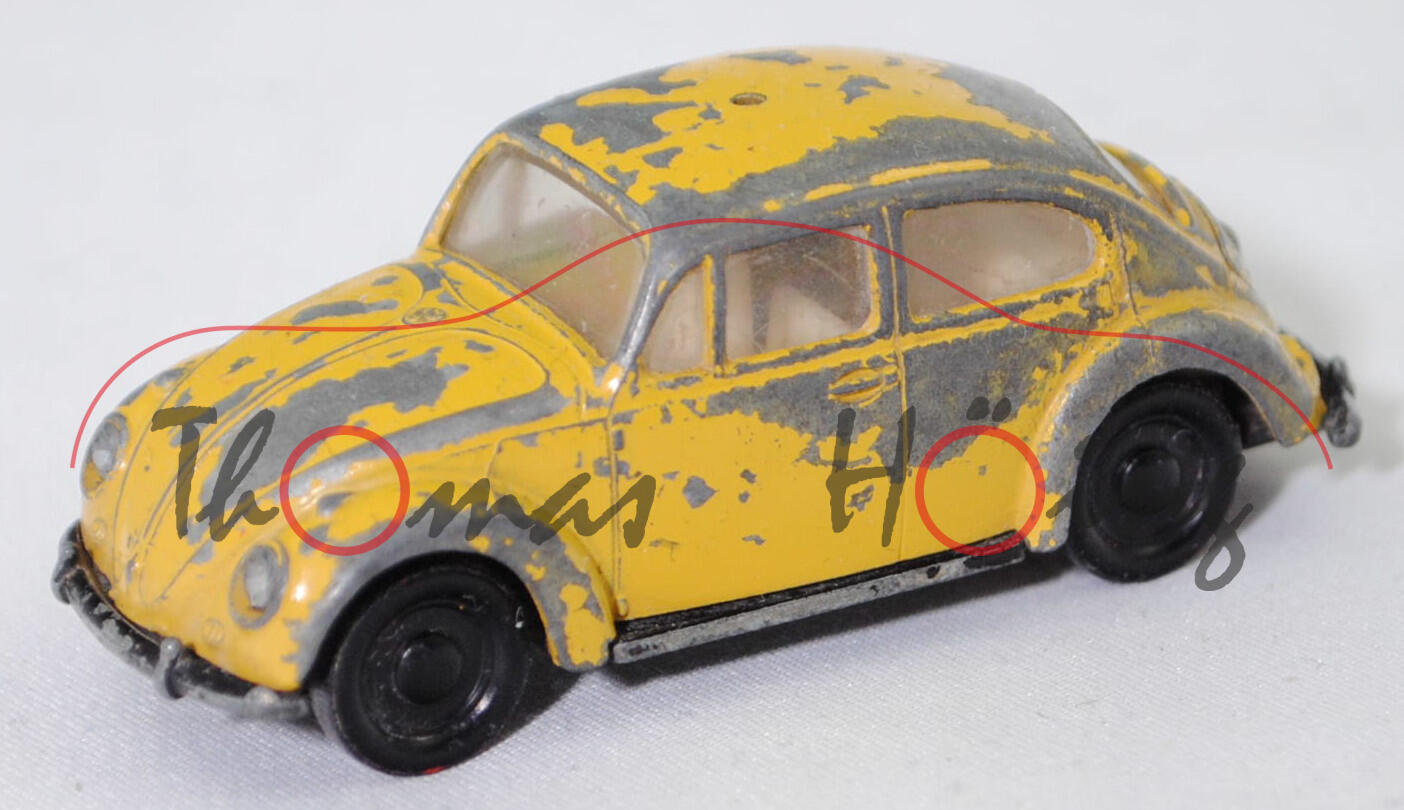 00008a VW 1200 Export-Limousine (Typ 11 Modell 113, Modell 1964-1965) Funkfahndungswagen (Bundespost-Peilwagen), ginstergelb, Fac und Peilantenne weg, SIKU, 1:61, sc