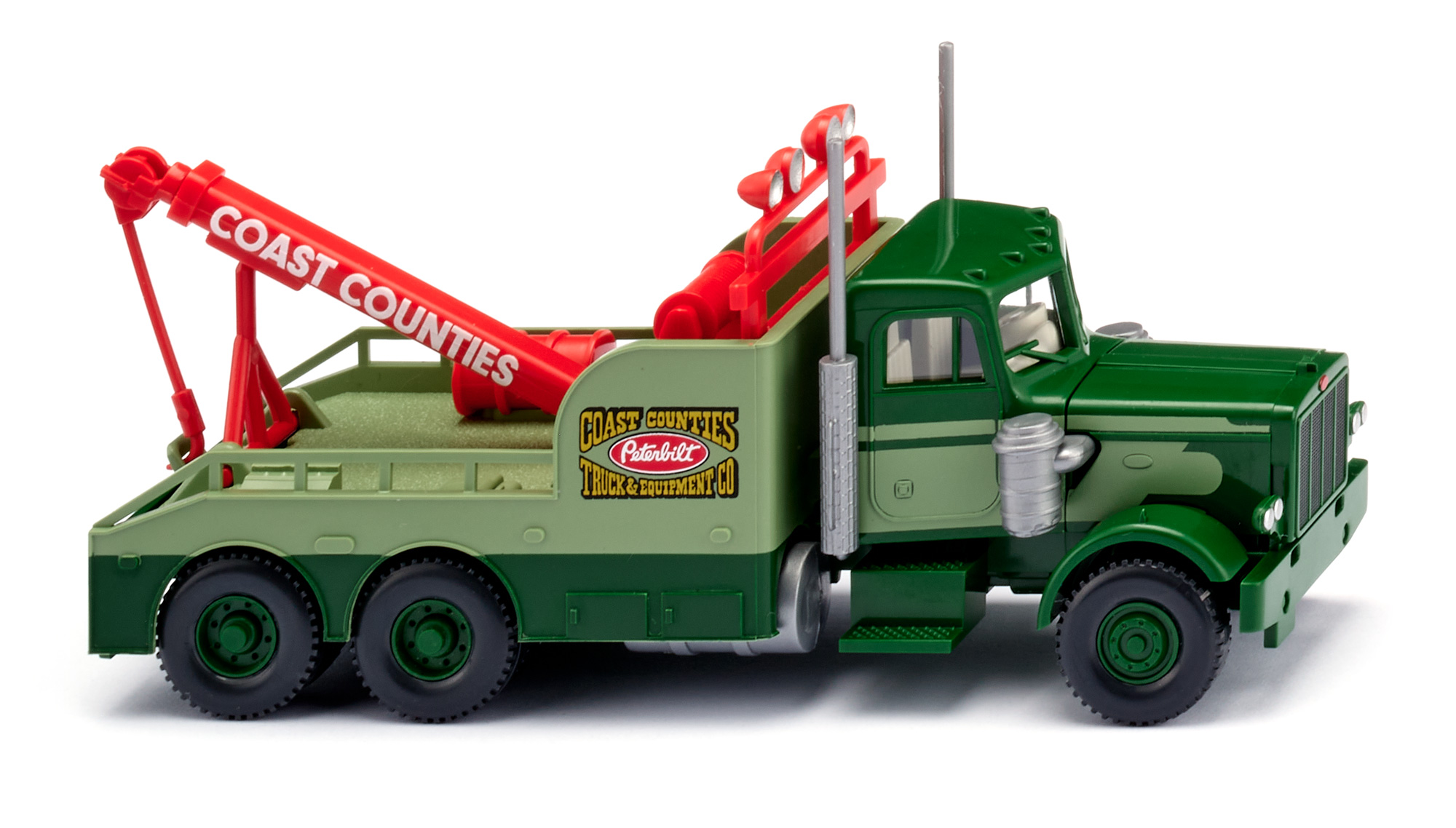 Peterbilt 359-119 Conventional 6x2 (Modell 1979-1984) Abschleppwagen, dunkelgrün, COAST COUNTIES / TRUCK & EQUIPMENT CO, Wiking, 1:87, mb