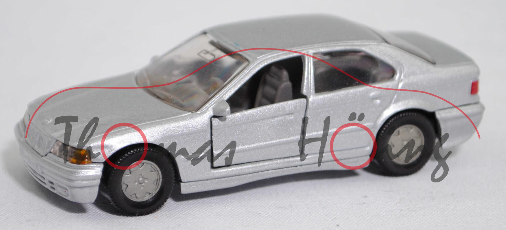 00001 BMW 325i Limousine (E36, Vorfacelift, Modell 1990-1992), silbergraumetallic (sterlingsilber metallic), Bpr. BMW 320i, B6, SIKU SUPER, 1:55, m