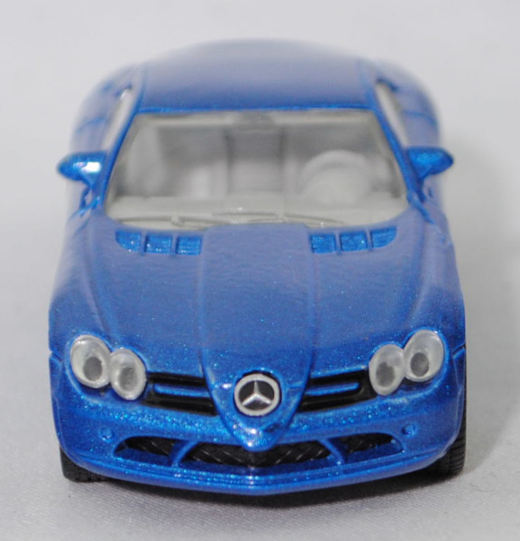 00002 Mercedes-Benz SLR McLaren (1. Generation, C 199, Modell 2004-2008), verkehrsblaumetallic, Bpr. 1004, B25a / B25b silbergrau, SIKU SUPER, 1:55, m