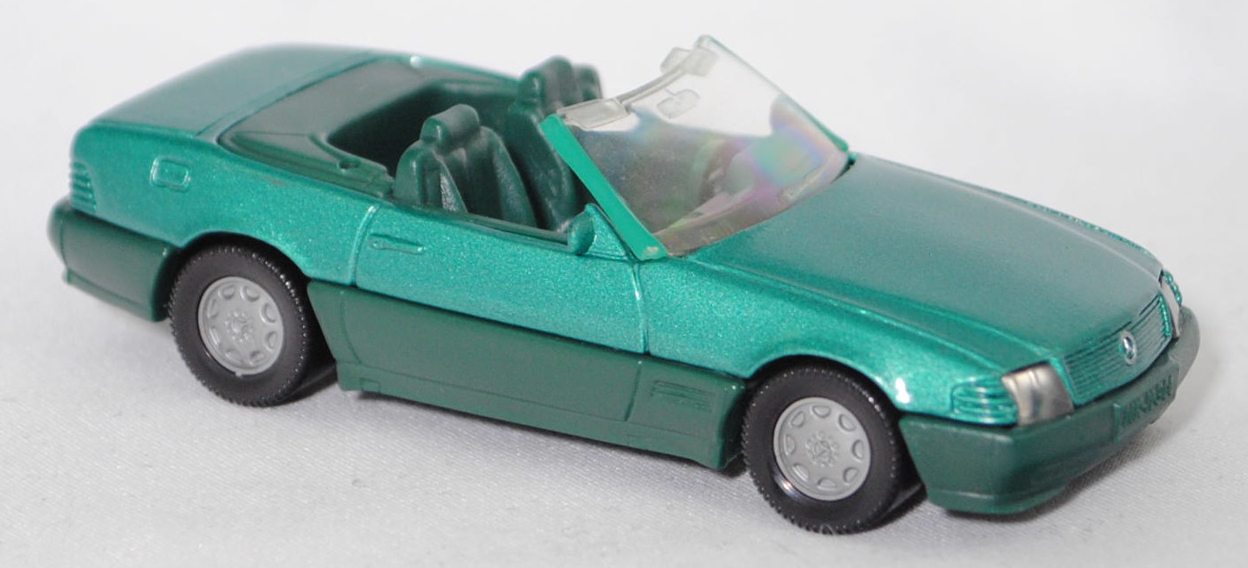 00004 Mercedes-Benz 500 SL (R 129, Modell 1989-1992), türkisgrünmetallic, Stern im Kühlergrill silber, Heckklappe mit Stern, Hong, B7, SIKU SUPER, 1:55, m