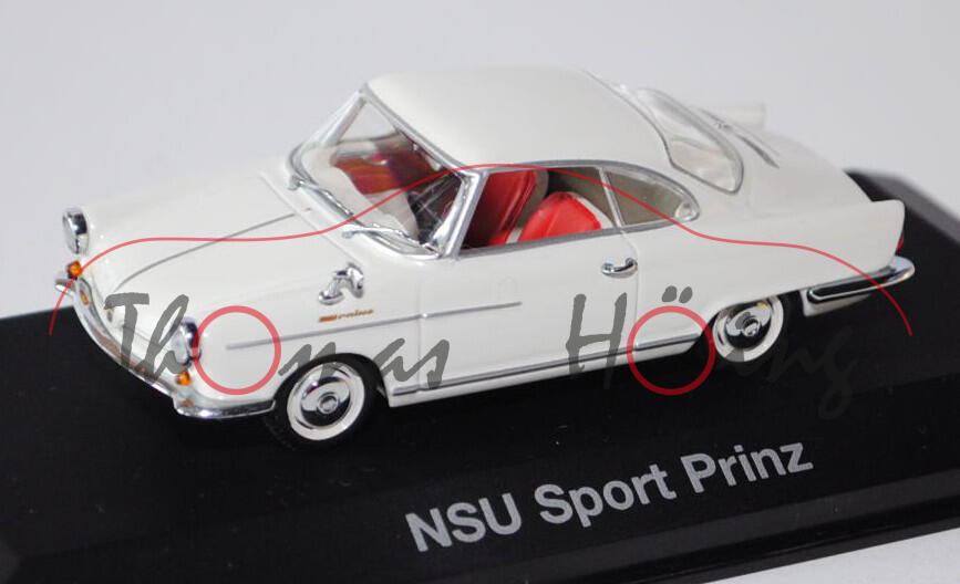 NSU Sport Prinz, Modell 1958-1967, weiß, Minichamps, 1:43, Werbeschachtel