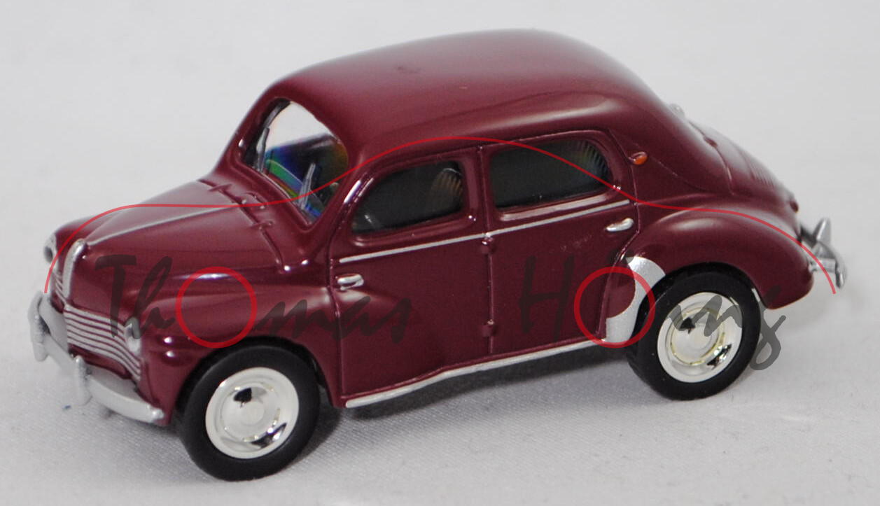 Renault 4CV (Typ R 1060, Cremeschnittchen, Modell 1946-1950), weinrot, Norev, 1:54, mb