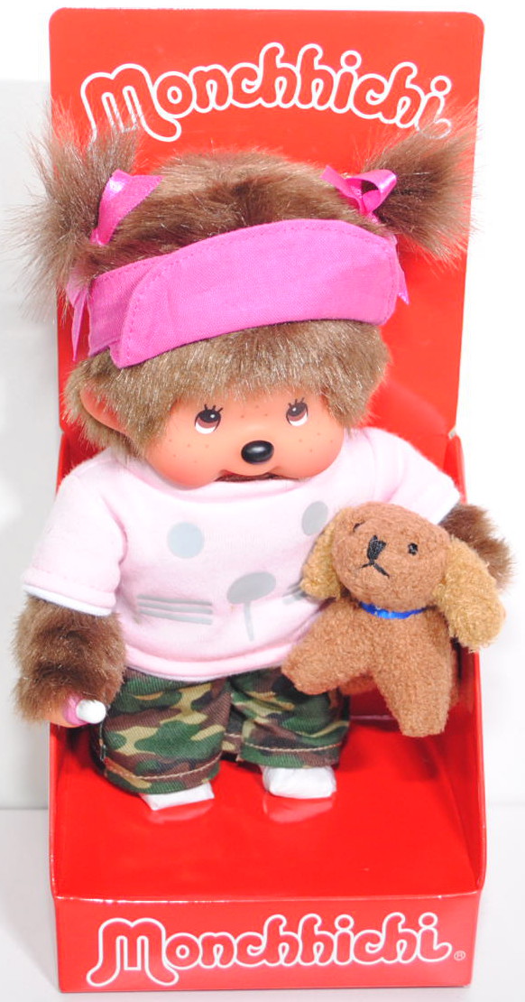 Monchhichi Doggy Trainer Girl (Tiertrainer Mädchen mit Hund), 20 cm groß, Sekiguchi