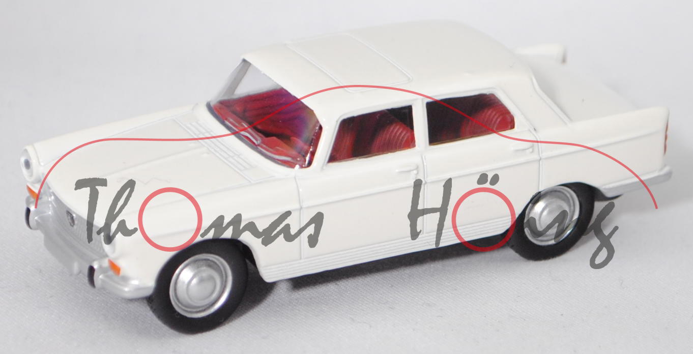 Peugeot 404 Limousine mit Schiebedach (Mod. 1960-1963), blanc courchevel white, Norev, 1:58, mb