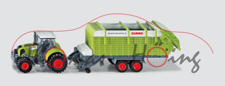 00000 CLAAS AXION 850 mit CLAAS Ladewagen, claasgrün, Druck CLAAS in rot/grau, 1:87, L17mK