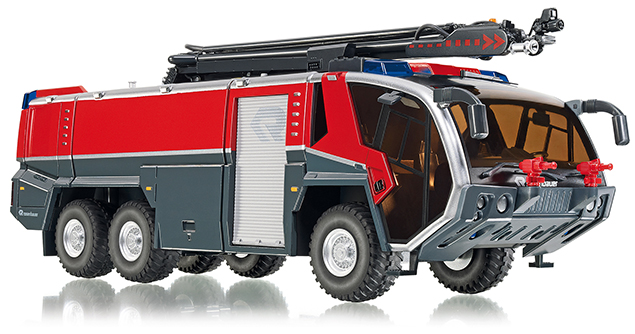 Feuerwehr Rosenbauer FLF PANTHER 6x6 mit Löscharm, feuerrot/schwarz, Wiking, 1:43, mb