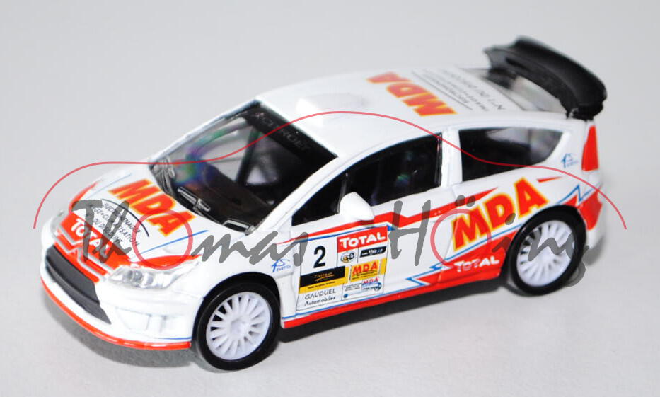 Citroen C4 WRC, reinweiß, TOTAL / MDA, Nr. 2, Rallye de Charbonnières, 1:50, Norev RACING, mb