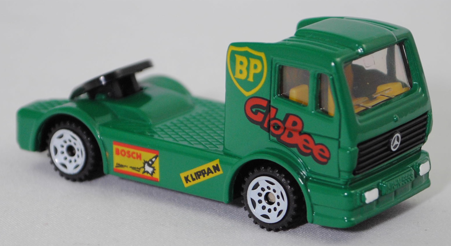 00000 Mercedes-Benz 1450 S (Modell 1989-1993) Renntruck (Truck-Racing-Europameisterschaft, Klasse C), türkisgrün, GloBee / BP / KLIPPAN / BOSCH, Bpr. 0818, C3, SIKU SUPER, 1:83, m
