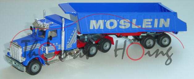 00000 Peterbilt 359-127 Sattelauflieger, hell-ultramarinblau/verkehrsrot, MÖSLEIN, LKW16, 1:55, L16