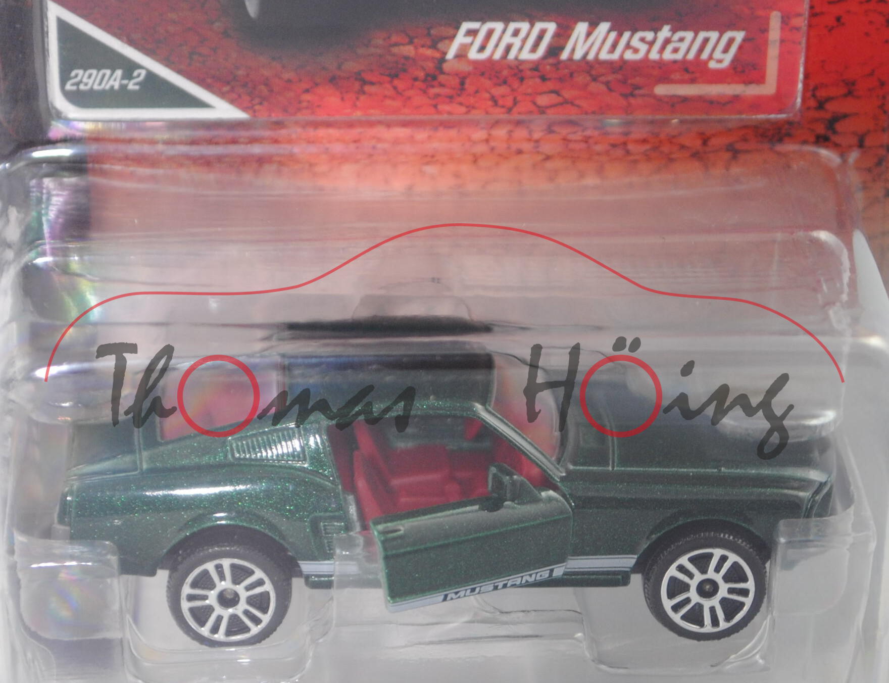 Ford Shelby Mustang I Fastback (2. Gen., Mod. 1967-1968), moosgrünmetallic, majorette, 1:62, Blister