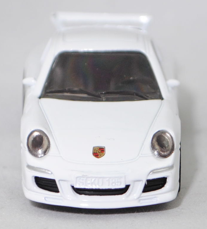 00004 Porsche 911 Carrera S (Typ 997.1 Coupé / 997 MK1 Coupé, Vorfacelift, Modell 2004-2008), reinweiß, B22a / B22b geschlossen schwarz, SIKU SUPER, 1:55, m