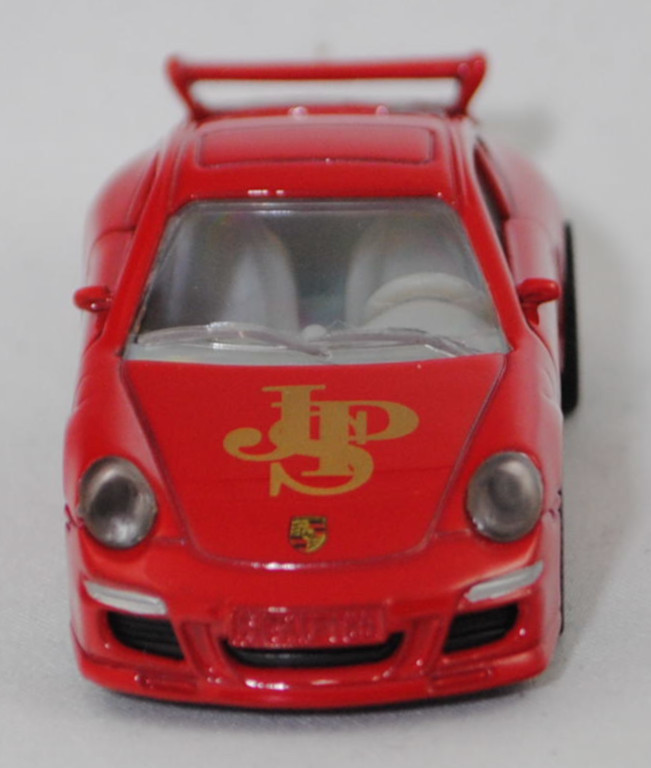 00000 JPS Porsche 911 Carrera S (Typ 997.1 Coupé bzw. 997 MK1 Coupé, Vorfacelift, Modell 2004-2008), dunkel-verkehrsrot, JPS / John Player Team, SIKU SUPER, 1:55, m (Limited)