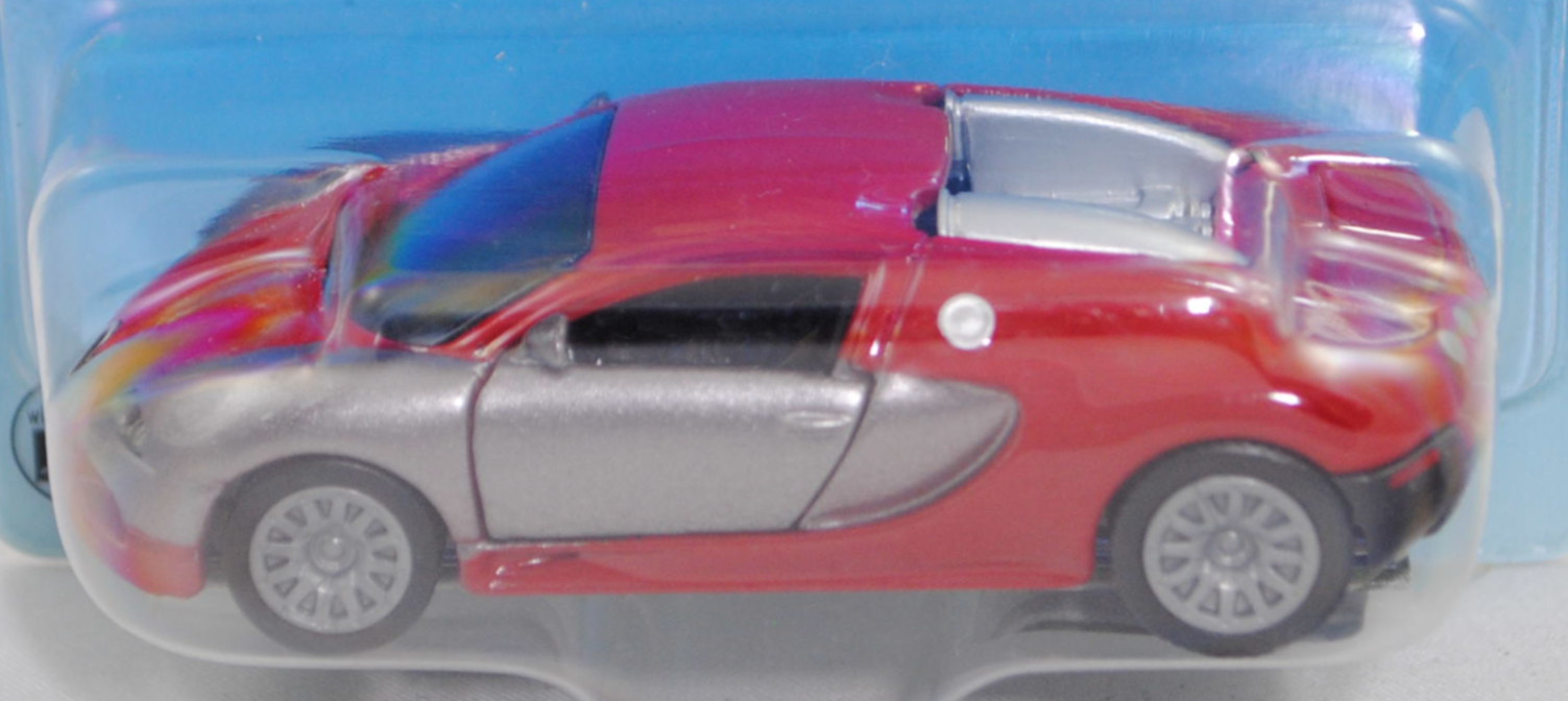 00005 Bugatti Veyron 16.4 (Typ Coupé, Modell 2005-2011), graualuminiummet./karminrot, SIKU, P29b