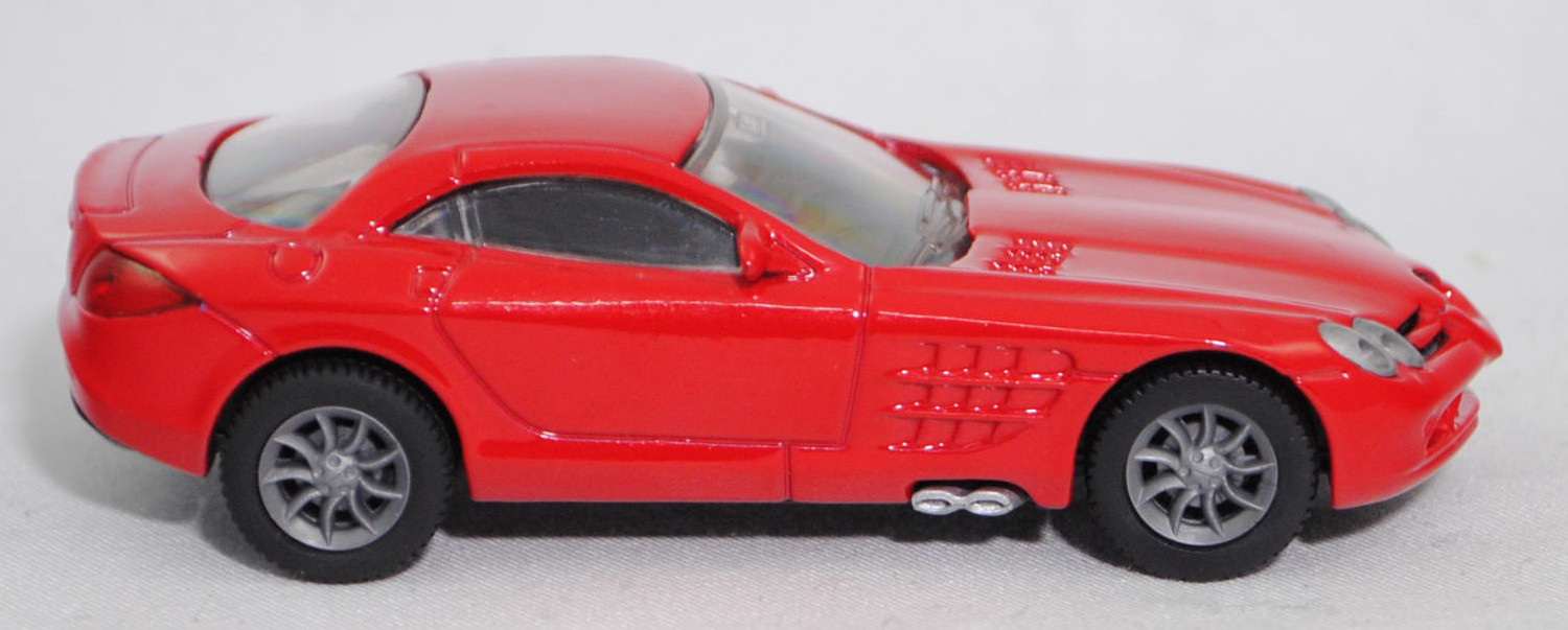 00001 Mercedes-Benz SLR McLaren (1. Generation, C 199, Modell 2004-2008), dunkel-verkehrsrot, Bpr. 1004, B25a / B25b silbergrau, SIKU SUPER, 1:55, m