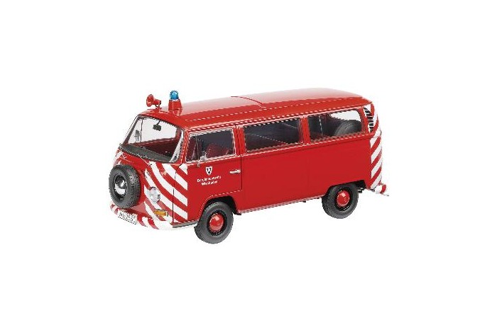 VW T2a Bus Feuerwehr Wiesbaden, Modell 1967-1971, feuerrot, Berufsfeuerwehr / Wiesbaden, Schuco, 1:1