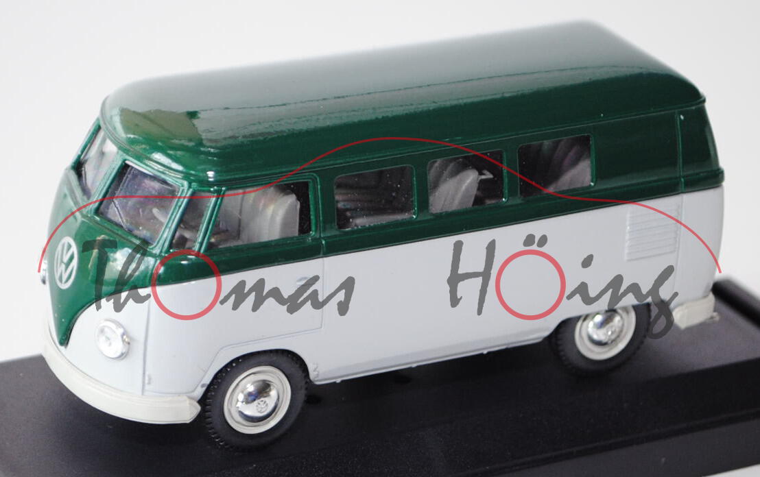 VW Transporter Kombi (Typ 2 T1), Modell 1955, moosgrün/lichtgrau, VITESSE, 1:43, PC-Box