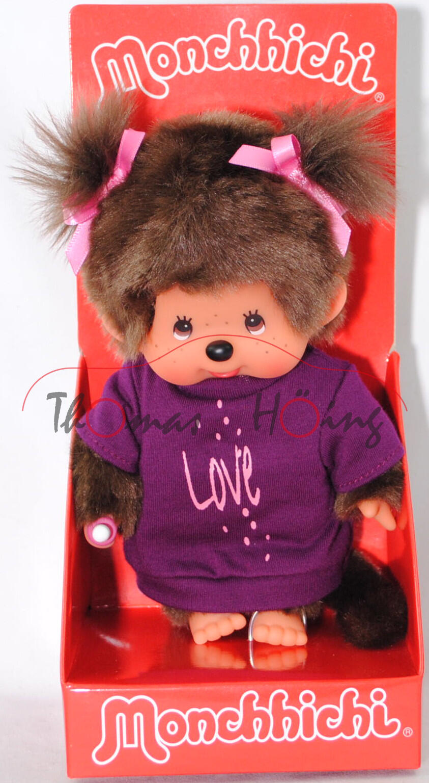 Monchhichi Girl with Love Tee Dress (Mädchen mit Love-Kleid), 20 cm groß, Sekiguchi