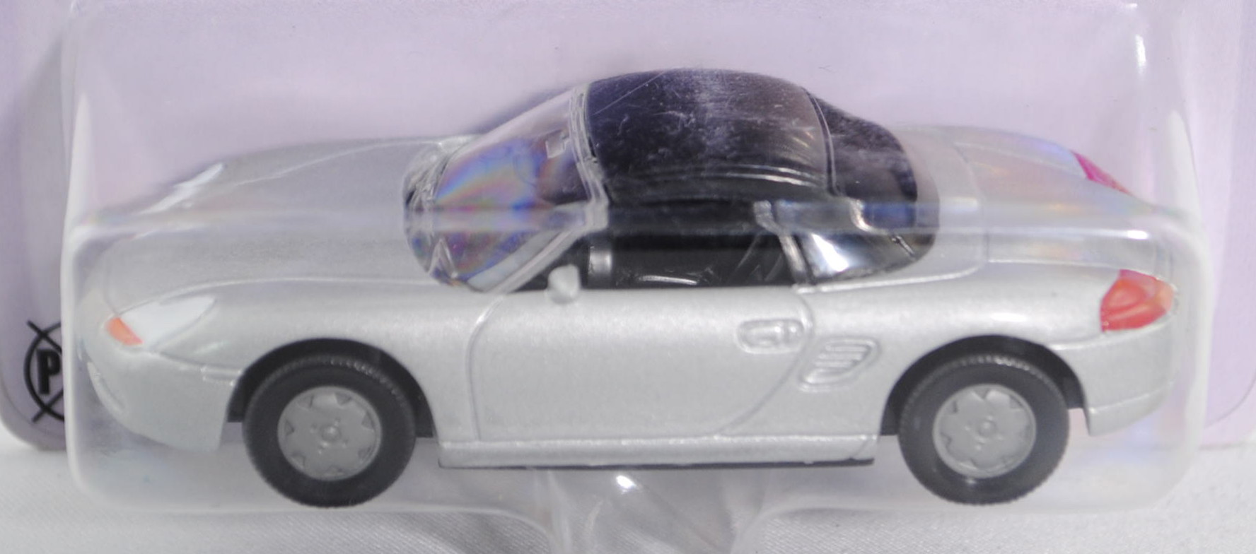 00001 Porsche Boxster 2.5 (Typ 986, Modell 1996-1999), silbergraumetallic, innen schwarz, Lenkrad sc