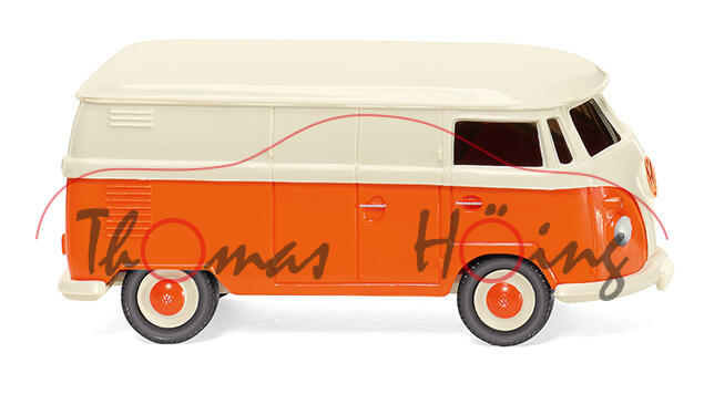 VW Transporter T1 1500 Kastenwagen (Typ 2 T1, Modell 1963-1967), weiß/reinorange, Wiking, 1:87, mb