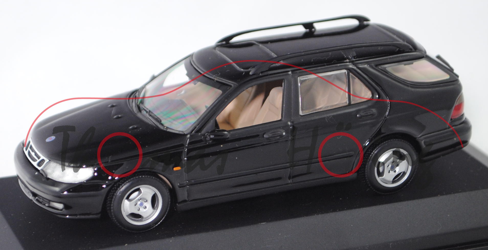 Saab 9-5 SportCombi / Estate / Break (1. Gen., Modell 1999-2001), schwarz, Minichamps, 1:43, PC-Box