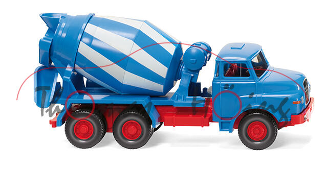 MAN Ponton-Kurzhauber 19.281 (2. Gen., Modell 1969-1994) Betonmischer, himmelblau, Wiking, 1:87, mb