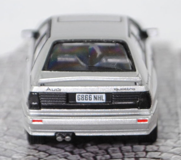 Audi quattro (B2, Typ 85Q, Facelift 2, Modell 1985-1987), silbermetalic (diamantsilbermetallic, L97A), Schuco und Tarmac Works by Minimax, 1:64, mb (Limited)