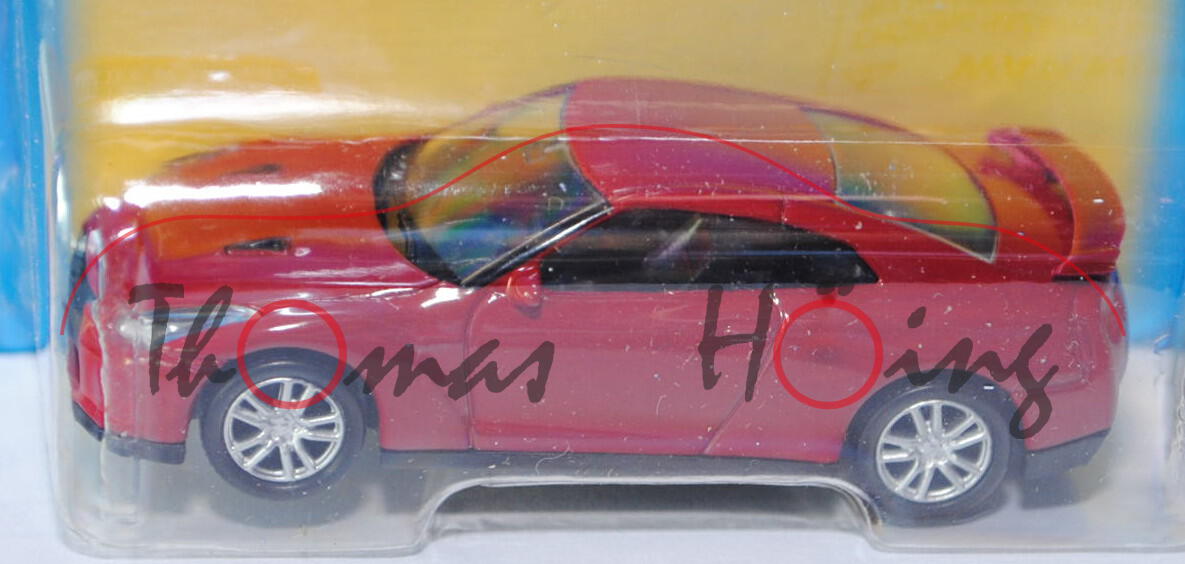 Nissan GT-R (R35), rubinrot, innen schwarz, Free Wheel, Unifortune RMZ City, 1:64 (3 inches Scale Mo