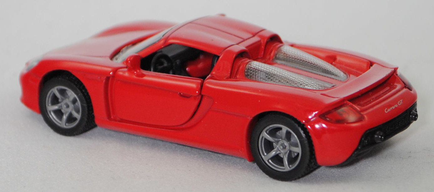 00000 Porsche Carrera GT (interne Baureihenbezeichnung 980, Modell 2003-2006), dunkel-verkehrsrot, Bpr. 1001, B22a / B22b offen silbergrau, SIKU SUPER, 1:55, m-